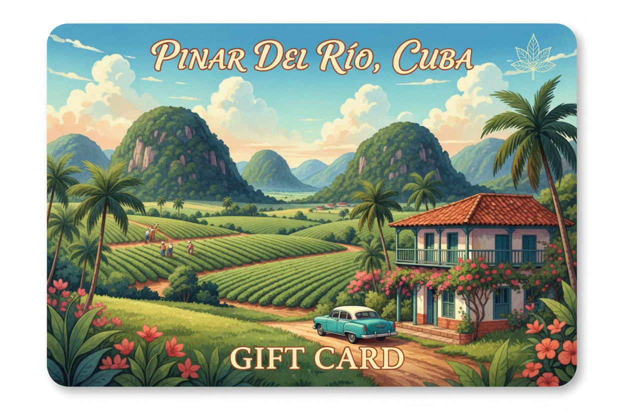 gener -moi une carte cadeau d'une ville a cuba, pinar del rio, sans carré blanc